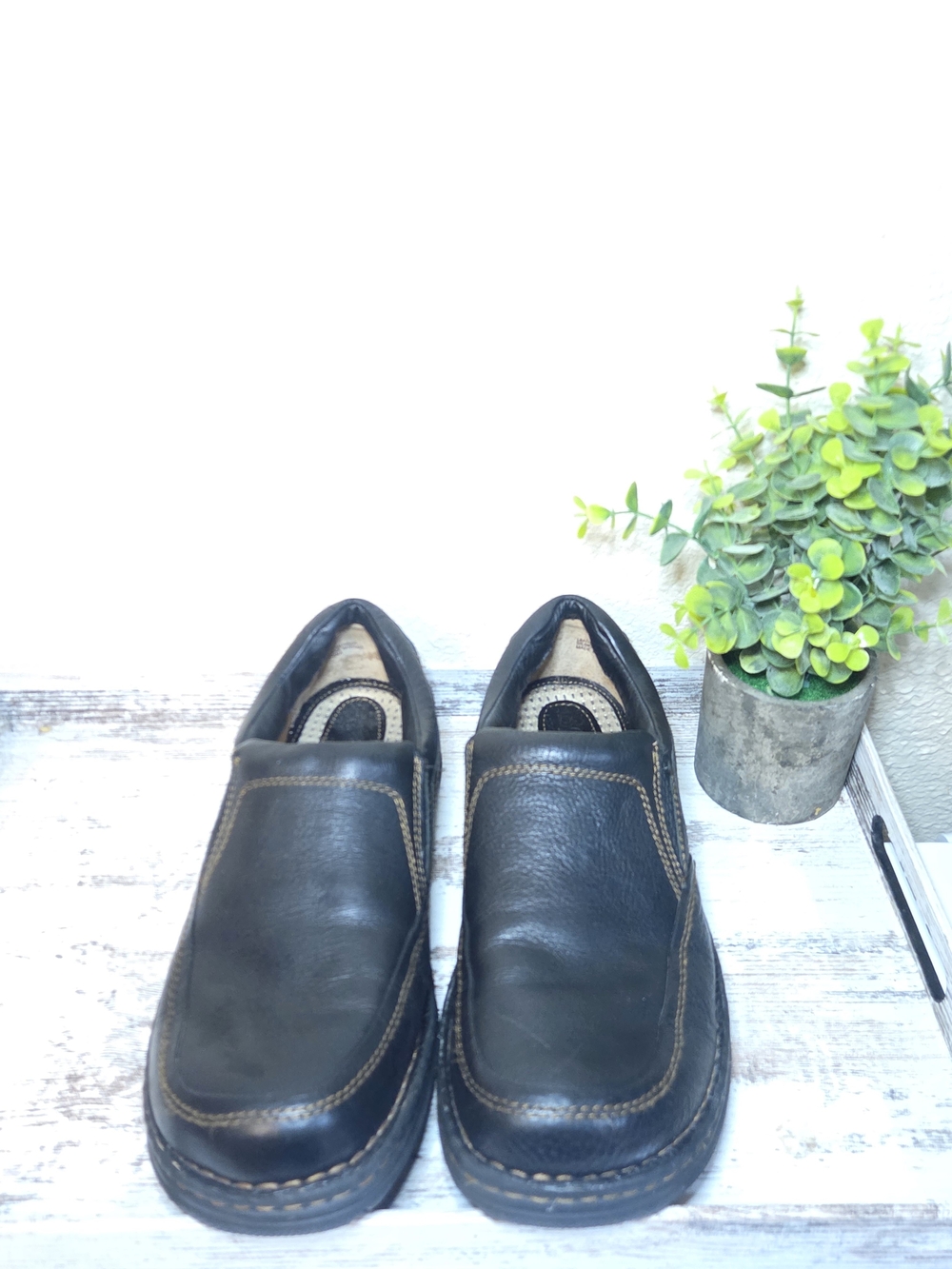 Born Men's Black Leather Slip-On Loafers